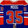 Autographed/Signed Andy Moog Edmonton Blue Hockey Jersey JSA COA