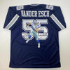 Autographed/Signed Leighton Vander Esch Dallas Blue Portrait Football Jersey Beckett BAS COA