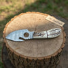 Handmade Damascus Gut Hook Skinner Hunting Knife Fixed Blade Synthetic Stag Handle with Thumb Hole by JW SteelCrafts