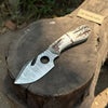 Handmade Damascus Gut Hook Skinner Hunting Knife Fixed Blade Synthetic Stag Handle with Thumb Hole by JW SteelCrafts