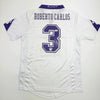 Autographed/Signed Roberto Carlos Real Madrid White Soccer Jersey Beckett BAS COA #2 by Hall of Fame Sports Memorabilia
