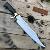 Carbon Steel 10-Inch Clip Point Bowie Knife — Black Handle, Brass S-Guard & Mirror Polished Blade by JW SteelCrafts