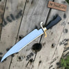 Carbon Steel 10-Inch Clip Point Bowie Knife — Black Handle, Brass S-Guard & Mirror Polished Blade by JW SteelCrafts