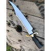 Carbon Steel 10-Inch Clip Point Bowie Knife — Black Handle, Brass S-Guard & Mirror Polished Blade by JW SteelCrafts