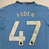 Autographed/Signed Phil Foden Manchester City Blue Soccer Futbol Jersey Beckett BAS COA #3 by Hall of Fame Sports Memorabilia