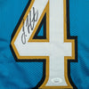 Framed Autographed/Signed Josh Hines-Allen 35x39 Jacksonville Teal Football Jersey JSA COA
