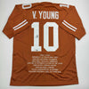 Autographed/Signed Vince Young Texas Orange Stat College Football Jersey JSA COA