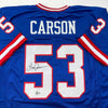 Autographed/Signed Harry Carson New York Blue Football Jersey Beckett BAS COA by Hall of Fame Sports Memorabilia