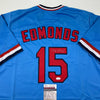 Autographed/Signed Jim Edmonds St. Louis Blue Baseball Jersey JSA COA
