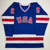 Autographed/Signed Buzz Schneider Blue Team USA Miracle On Ice 1980 Olympics Hockey Jersey Beckett BAS COA