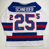 Autographed/Signed Buzz Schneider White Team USA Miracle On Ice 1980 Olympics Hockey Jersey Beckett BAS COA