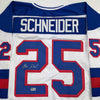 Autographed/Signed Buzz Schneider White Team USA Miracle On Ice 1980 Olympics Hockey Jersey Beckett BAS COA