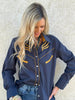 Prodigal Blues Pearl Snap Blouse by Lil Bee's Bohemian