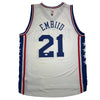 Autographed/Signed Joel Embiid Philadelphia White Basketball Jersey JSA COA