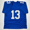 Autographed/Signed Odell Beckham Jr. New York Blue Football Jersey Beckett BAS COA by Hall of Fame Sports Memorabilia