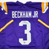 Autographed/Signed Odell Beckham Jr. LSU Purple College Football Jersey Beckett BAS COA