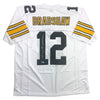 Autographed/Signed Terry Bradshaw Pittsburgh White Football Jersey Beckett BAS COA by Hall of Fame Sports Memorabilia