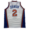 Autographed/Signed Larry Johnson New York White Basketball Jersey Beckett BAS COA