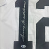 Autographed/Signed Terry Bradshaw Pittsburgh White Football Jersey Beckett BAS COA by Hall of Fame Sports Memorabilia