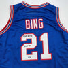 Autographed/Signed Dave Bing HOF 90 Detroit Blue Basketball Jersey Beckett BAS COA by Hall of Fame Sports Memorabilia
