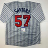 Autographed/Signed Johan Santana Minnesota Grey Pinstripe Baseball Jersey PSA/DNA COA