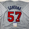 Autographed/Signed Johan Santana Minnesota Grey Pinstripe Baseball Jersey PSA/DNA COA