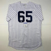 Autographed/Signed Nestor Cortes New York Pinstripe Baseball Jersey PSA/DNA COA
