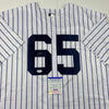 Autographed/Signed Nestor Cortes New York Pinstripe Baseball Jersey PSA/DNA COA