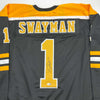 Autographed/Signed Jeremy Swayman Boston Black Hockey Jersey JSA COA