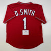 Autographed/Signed Ozzie Smith St. Louis Cardinals Red M&N Baseball Jersey Fanatics COA