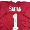 Autographed/Signed Nick Saban Alabama Red College Football Jersey PSA/DNA COA by Hall of Fame Sports Memorabilia