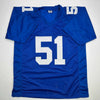 Autographed/Signed Abdul Carter New York Blue Football Jersey Beckett BAS COA by Hall of Fame Sports Memorabilia