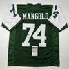Autographed/Signed Nick Mangold New York Green Football Jersey JSA COA
