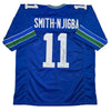 Autographed/Signed Jaxon Smith-Njigba Seattle Blue Retro Football Jersey Beckett BAS COA