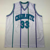 Autographed/Signed Alonzo Mourning Charlotte White Basketball Jersey JSA COA