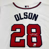 Autographed/Signed Matt Olson Atlanta Braves White Baseball Jersey Fanatics COA
