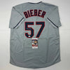 Autographed/Signed Shane Bieber Cleveland Grey Baseball Jersey JSA COA by Hall of Fame Sports Memorabilia