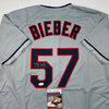 Autographed/Signed Shane Bieber Cleveland Grey Baseball Jersey JSA COA by Hall of Fame Sports Memorabilia