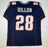 Autographed/Signed Corey Dillon New England Blue Football Jersey Beckett BAS COA