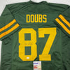 Autographed/Signed Romeo Doubs Green Bay Color Rush Green Football Jersey JSA COA