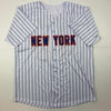 Autographed/Signed Bartolo Colon New York Pinstripe Baseball Jersey Beckett BAS COA