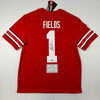 Autographed/Signed Justin Fields Ohio State Buckeyes Red College Football Jersey Fanatics COA