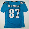 Autographed/Signed Muhsin Muhammad Carolina Blue Football Jersey Beckett BAS COA
