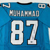 Autographed/Signed Muhsin Muhammad Carolina Blue Football Jersey Beckett BAS COA
