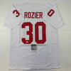 Autographed/Signed Mike Rozier Nebraska White College Football Jersey JSA COA