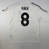 Autographed/Signed Ricardo Kaka Real Madrid White Soccer Futbol Jersey Beckett BAS COA