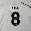 Autographed/Signed Ricardo Kaka Real Madrid White Soccer Futbol Jersey Beckett BAS COA