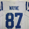 Autographed/Signed Reggie Wayne Indianapolis White Football Jersey JSA COA by Hall of Fame Sports Memorabilia