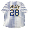 Autographed/Signed Prince Fielder Milwaukee White Pinstripe Baseball Jersey JSA COA