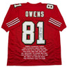 Autographed/Signed Terrell Owens San Francisco Red Stat Football Jersey JSA COA